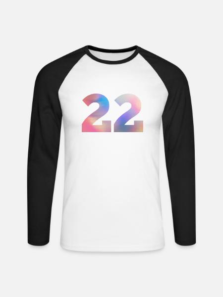 Bunte Zahl 22 - Unisex Baseballshirt langarm - Weiß/Schwarz