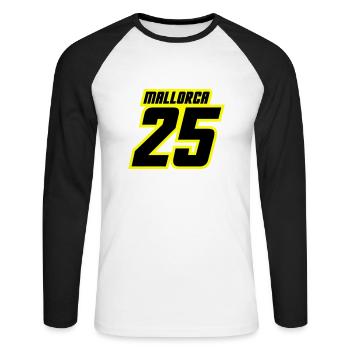 Mallorca 2025 Trikot - Unisex Baseballshirt langarm - Weiß/Schwarz - Vorne - Nik (191cm)