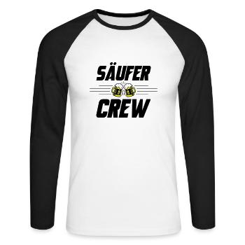 Säufer Crew Bier - Unisex Baseballshirt langarm - Weiß/Schwarz - Vorne - Nik (191cm)