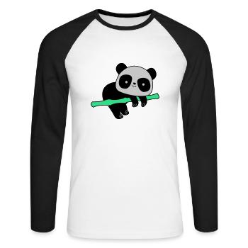 Panda - T-shirt baseball manches longues Homme - blanc/noir - Devant - Nik (191cm)
