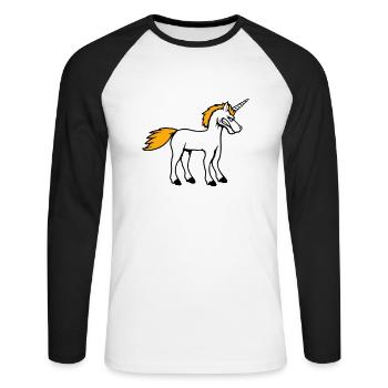 Unicorn Evil Angry Attack Teeth Grinding Sour - Unisex Long Sleeve Baseball T-Shirt - white/black - Front - Nik (191cm)