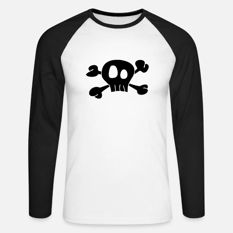 Skull - Unisex Baseballshirt langarm - Weiß/Schwarz