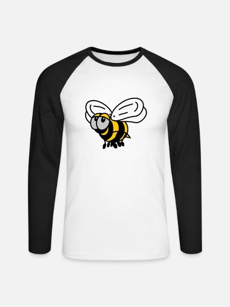 Biene - Unisex Baseballshirt langarm - Weiß/Schwarz