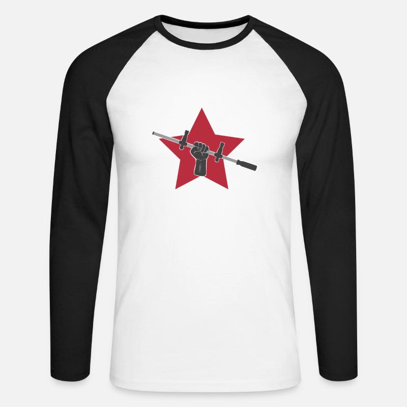 Kickerfaust mit Stern - Unisex Baseballshirt langarm - Weiß/Schwarz