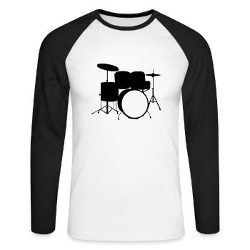 Drums Schlagzeug - Unisex Baseballshirt langarm - Weiß/Schwarz - Vorne - Nik (191cm)