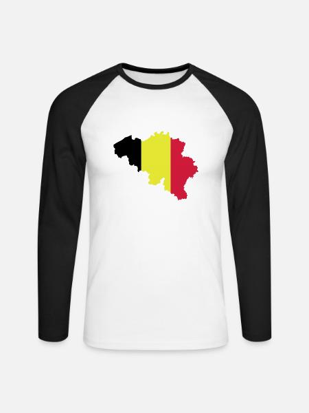 Belgique - T-shirt baseball manches longues Homme - blanc/noir