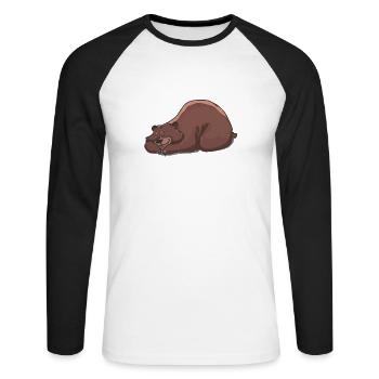 Bär müde - Unisex Baseballshirt langarm - Weiß/Schwarz - Vorne - Nik (191cm)