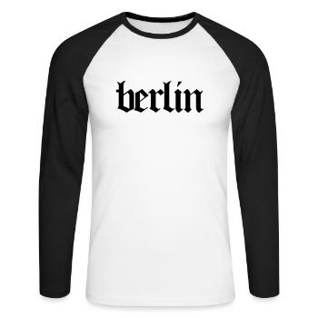 Berlin Deutschland Hauptstadt T-Shirt Hoodie - Unisex Baseballshirt langarm - Weiß/Schwarz - Vorne - Nik (191cm)