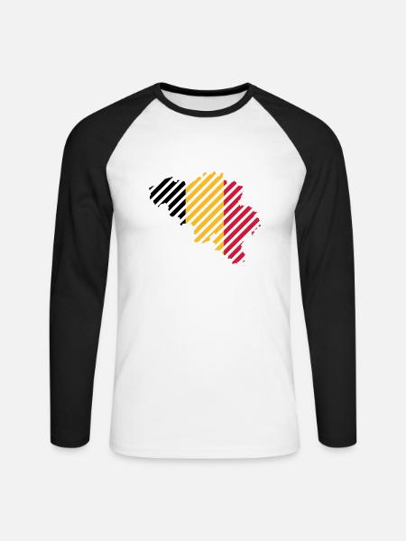 pays rayé Belgique - T-shirt baseball manches longues Homme - blanc/noir