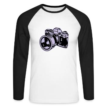 camera - T-shirt baseball manches longues Homme - blanc/noir - Devant - Nik (191cm)