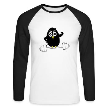 vogel Bodybuilding - T-shirt baseball manches longues Homme - blanc/noir - Devant - Nik (191cm)