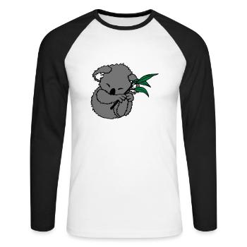 Koala - Unisex Baseballshirt langarm - Weiß/Schwarz - Vorne - Nik (191cm)