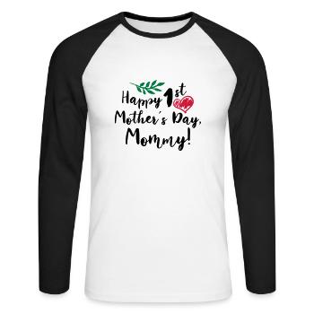 Baby Gifts For All Mothers Day Gift Happy 1st Moth - Unisex Long Sleeve Baseball T-Shirt - white/black - Front - Nik (191cm)