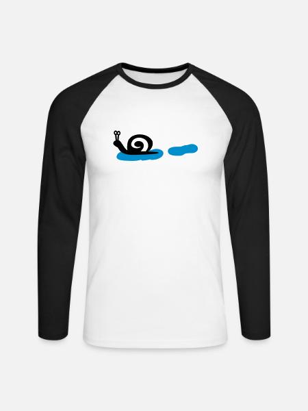 escargot - T-shirt baseball manches longues Homme - blanc/noir