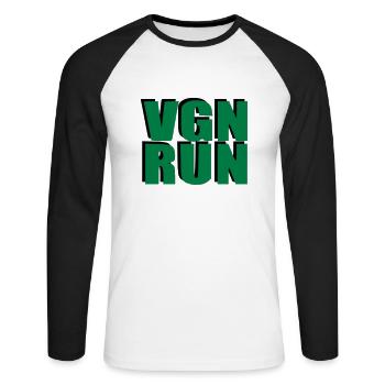 VGN RUN Vegan Laufen Geschenk Geburtstag Sport - Unisex Baseballshirt langarm - Weiß/Schwarz - Vorne - Nik (191cm)