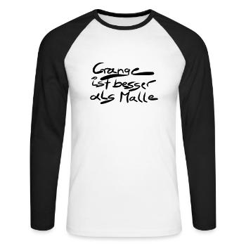 Crange ist besser als Malle - Unisex Baseballshirt langarm - Weiß/Schwarz - Vorne - Nik (191cm)