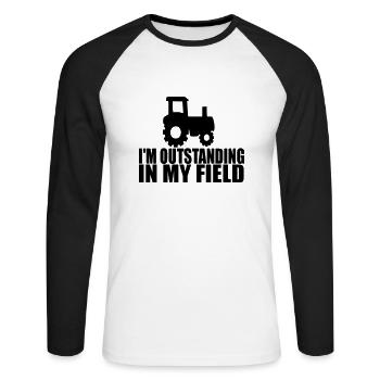 ich bin in meinem Bereich hervorragend 2 - Unisex Baseballshirt langarm - Weiß/Schwarz - Vorne - Nik (191cm)