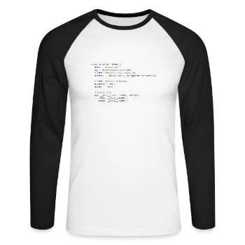 I as python class - Unisex Baseballshirt langarm - Weiß/Schwarz - Vorne - Nik (191cm)