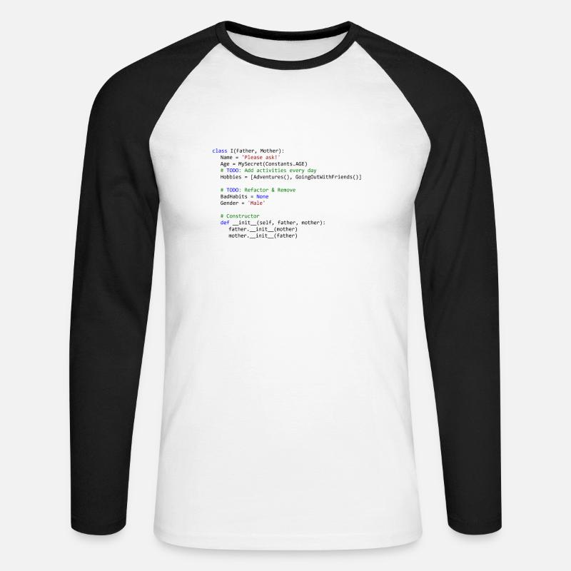 I as python class - Unisex Baseballshirt langarm - Weiß/Schwarz