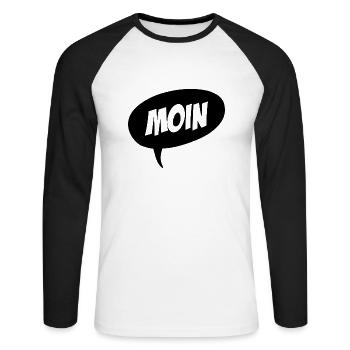 Moin - Unisex Baseballshirt langarm - Weiß/Schwarz - Vorne - Nik (191cm)