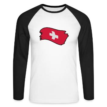 suisse23 - T-shirt baseball manches longues Homme - blanc/noir - Devant - Nik (191cm)