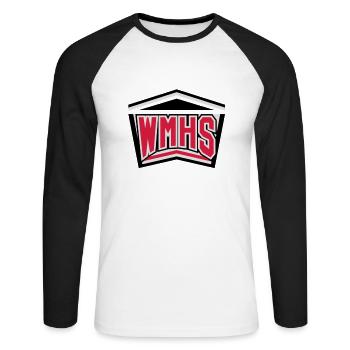 WMHS 2 - Unisex Long Sleeve Baseball T-Shirt - white/black - Front - Nik (191cm)