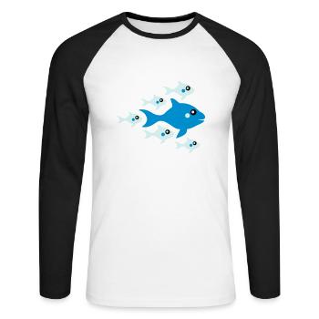 Cute Fish Babys And Mother - Unisex Long Sleeve Baseball T-Shirt - white/black - Front - Nik (191cm)
