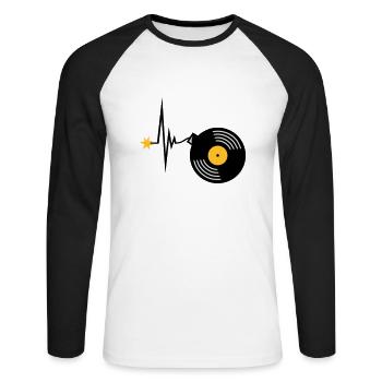 Heartbeat Vinyl Party Bomb - Unisex Long Sleeve Baseball T-Shirt - white/black - Front - Nik (191cm)