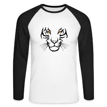 Tiger face - Unisex Baseballshirt langarm - Weiß/Schwarz - Vorne - Nik (191cm)