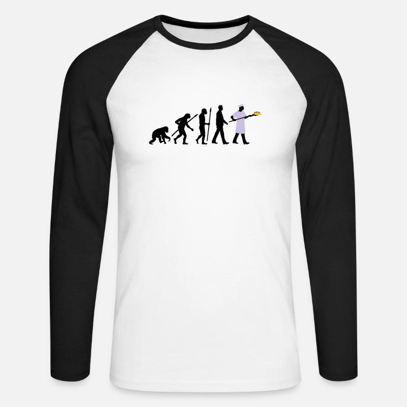 evolution_backer_122013_b_3c - Unisex Baseballshirt langarm - Weiß/Schwarz
