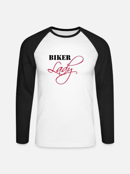 Biker Lady - Unisex Baseballshirt langarm - Weiß/Schwarz