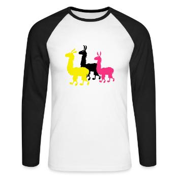 M- Lamas - Unisex Baseballshirt langarm - Weiß/Schwarz - Vorne - Nik (191cm)