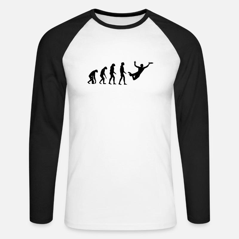 Ultimate Frisbee Evolution - Unisex Baseballshirt langarm - Weiß/Schwarz