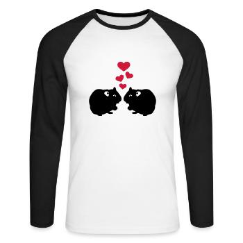 Cochon d'Inde - T-shirt baseball manches longues Homme - blanc/noir - Devant - Nik (191cm)