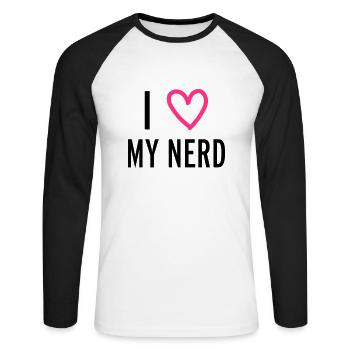 Nerd - T-shirt baseball manches longues Homme - blanc/noir - Devant - Nik (191cm)