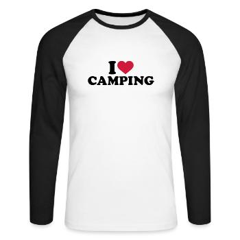 I love Camping - T-shirt baseball manches longues Homme - blanc/noir - Devant - Nik (191cm)