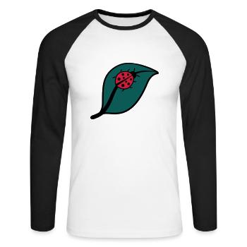 Petite coccinelle sur un dessin de la feuille - T-shirt baseball manches longues Homme - blanc/noir - Devant - Nik (191cm)