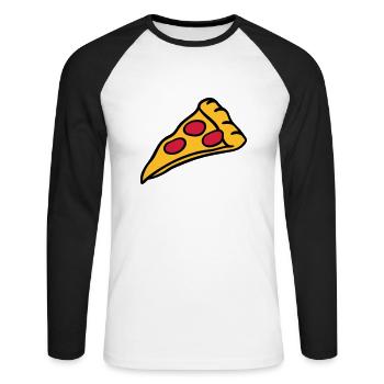 conception Pizza salami fromage - T-shirt baseball manches longues Homme - blanc/noir - Devant - Nik (191cm)
