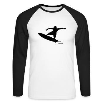 Surfer 4 (Vector) - T-shirt baseball manches longues Homme - blanc/noir - Devant - Nik (191cm)