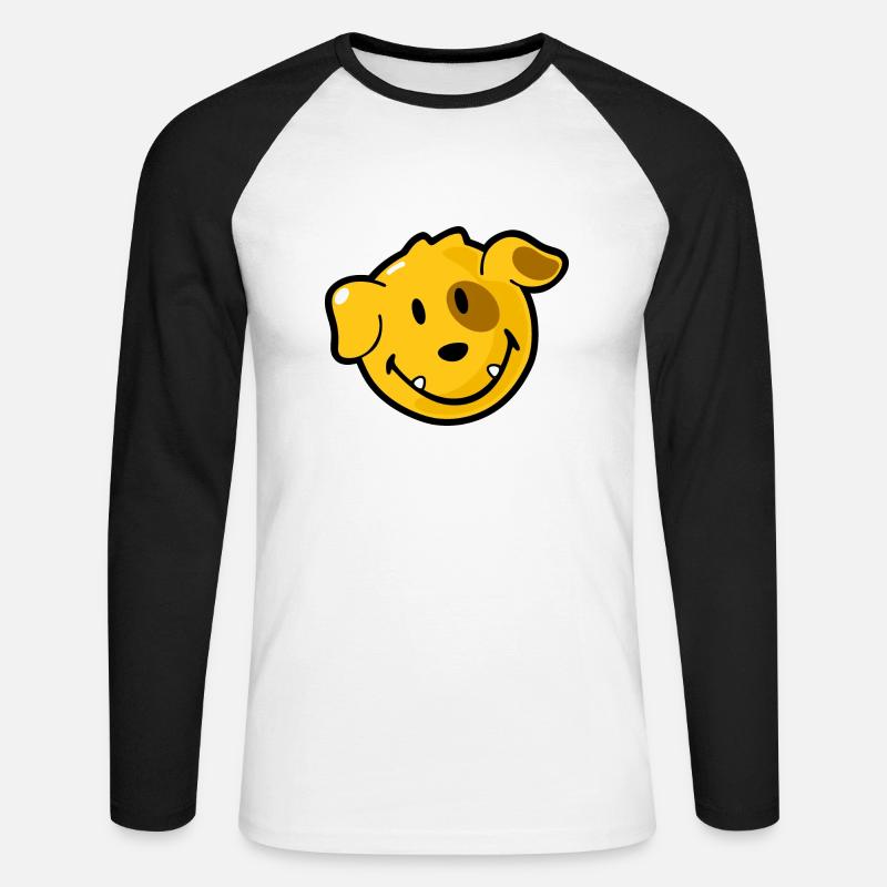 Smiley Dog - Maglia da baseball a manica lunga da uomo - bianco/nero