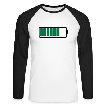 battery_02 - Unisex Baseballshirt langarm - Weiß/Schwarz - Vorne - Nik (191cm)