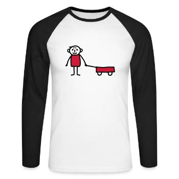 Junge mit Bollerwagen - V2 - Unisex Baseballshirt langarm - Weiß/Schwarz - Vorne - Nik (191cm)