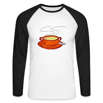 Suppe - Unisex Baseballshirt langarm - Weiß/Schwarz - Vorne - Nik (191cm)