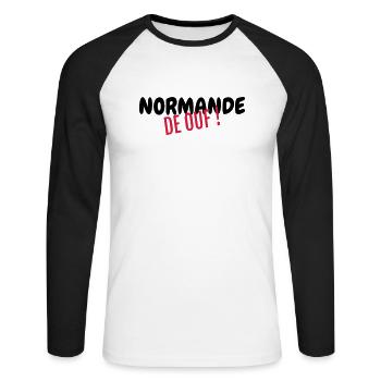 Normandie / Normand / Normande / France/ Normandy - Unisex Long Sleeve Baseball T-Shirt - white/black - Front - Nik (191cm)