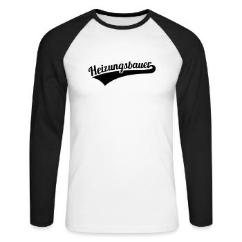 Heizungsbauer - Unisex Baseballshirt langarm - Weiß/Schwarz - Vorne - Nik (191cm)