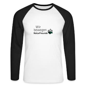 Wir bewegen Naturfreunde - Unisex Baseballshirt langarm - Weiß/Schwarz - Vorne - Nik (191cm)