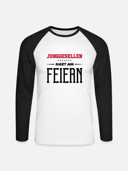 junggesellen hart am feiern - Unisex Baseballshirt langarm - Weiß/Schwarz