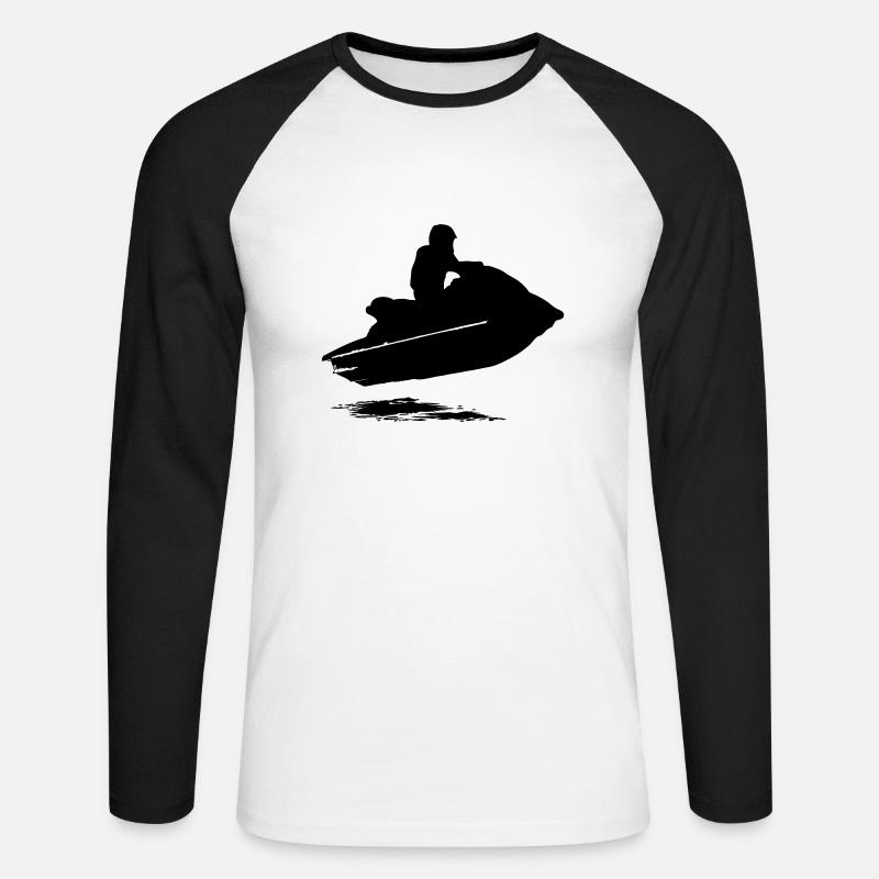 Jetski - Jet-Ski - Wassermotorrad - Jetboot - Unisex Baseballshirt langarm - Weiß/Schwarz