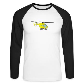 ec145 ah145 Hubschrauber Helikopter Helicopter - Unisex Baseballshirt langarm - Weiß/Schwarz - Vorne - Nik (191cm)