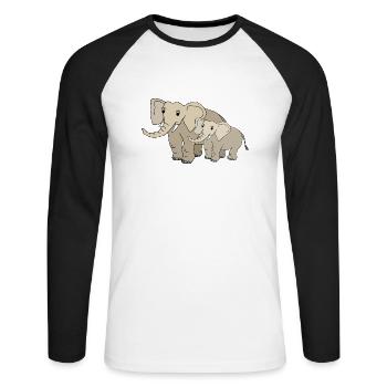 Elefanten - Unisex Baseballshirt langarm - Weiß/Schwarz - Vorne - Nik (191cm)